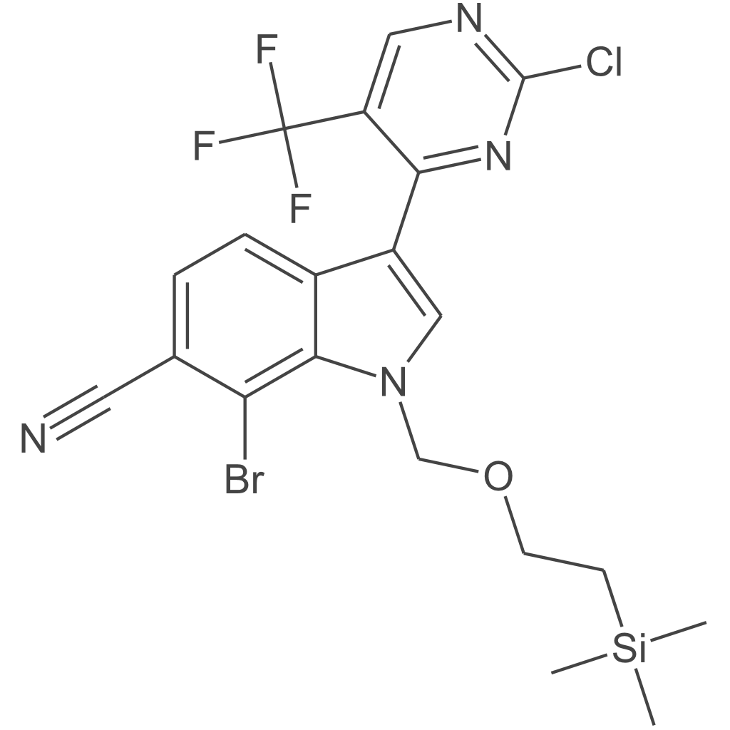 7-溴-3-(2-氯-5-(三氟甲基)嘧啶-4-基)-1-((2-(三甲基硅基)乙氧基)甲基)-1H-吲哚-6-碳腈