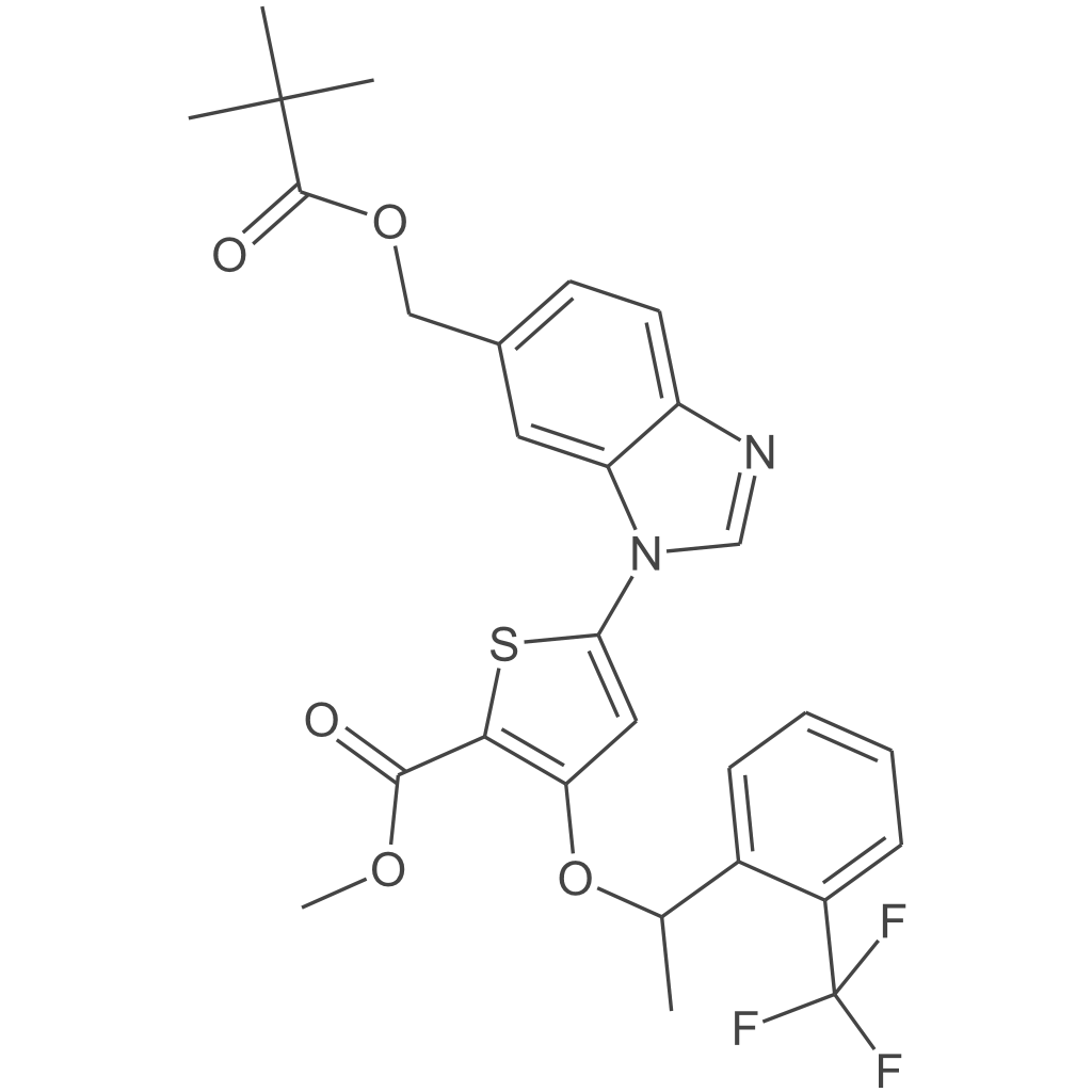 (R)-5-(6-((新戊酰氧基)甲基)-1H-苯并[d]咪唑-1-基)-3-(1-(2-(三氟甲基)苯基)乙氧基)噻吩-2-甲酸甲酯