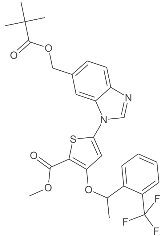 (R)-5-(6-((新戊酰氧基)甲基)-1H-苯并[d]咪唑-1-基)-3-(1-(2-(三氟甲基)苯基)乙氧基)噻吩-2-甲酸甲酯