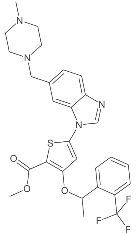 (R)-5-(6-((4-甲基哌嗪-1-基)甲基)-1H-苯并[d]咪唑-1-基)-3-(1-(2-(三氟甲基)苯基)乙氧基基)噻吩-2-羧酸甲酯