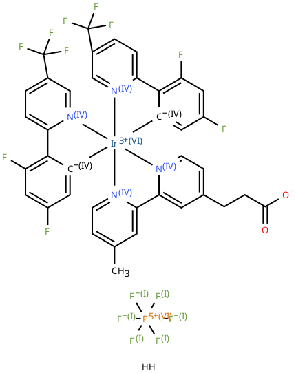 双[2-(2,4-二氟苯基)-5-三氟甲基吡啶] [4,4’-甲基丙酰基-2,2’-联吡啶]六氟磷酸铱(III)